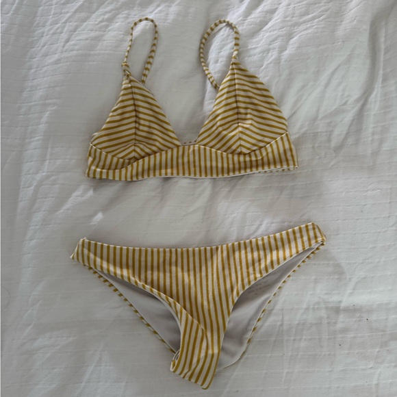 Tori Praver Swimwear Yellow Striped Bikini - Picture 1 of 7
